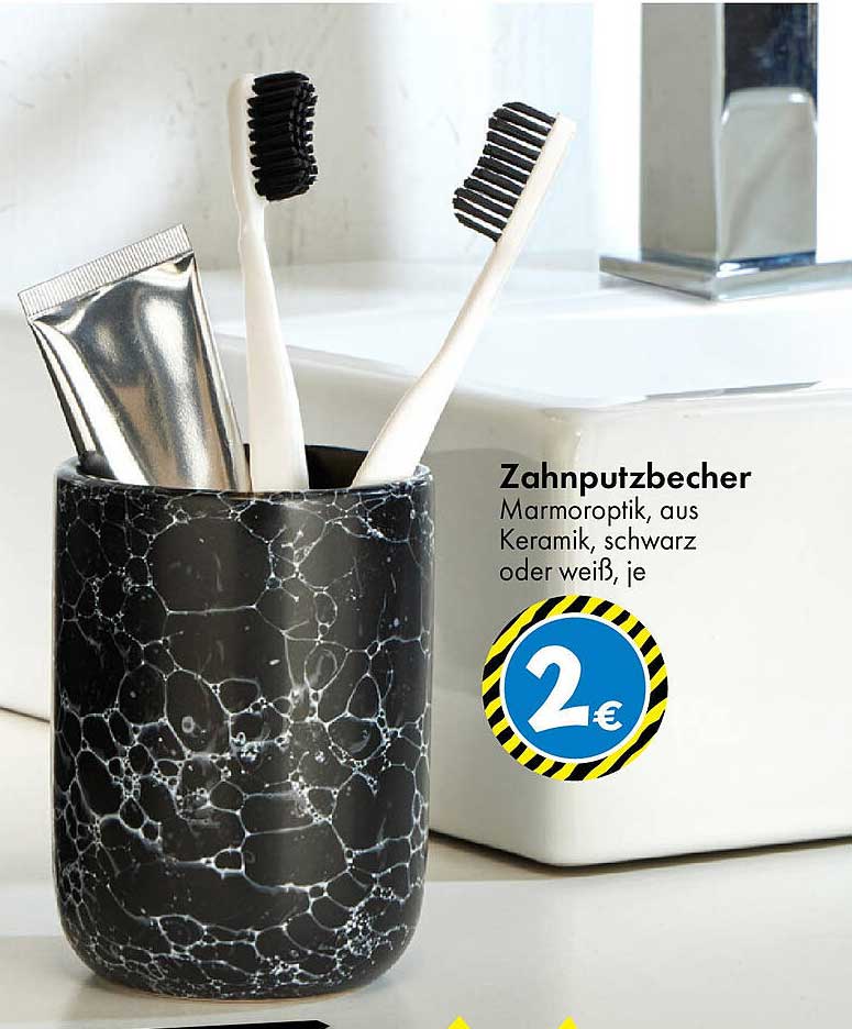 Zahnbputzbecher, Marmoroptik, aus Keramik, schwarz oder weiß, je
