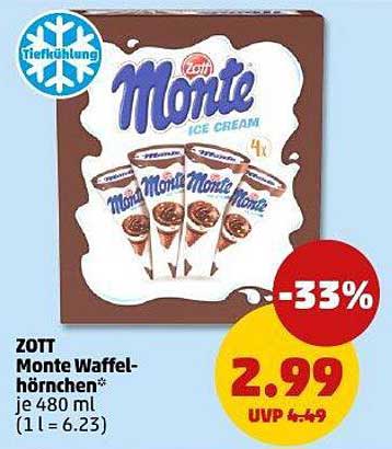 ZOTT Monte Waffelhörnchen 480 ml - Jetzt im Penny-Prospekt