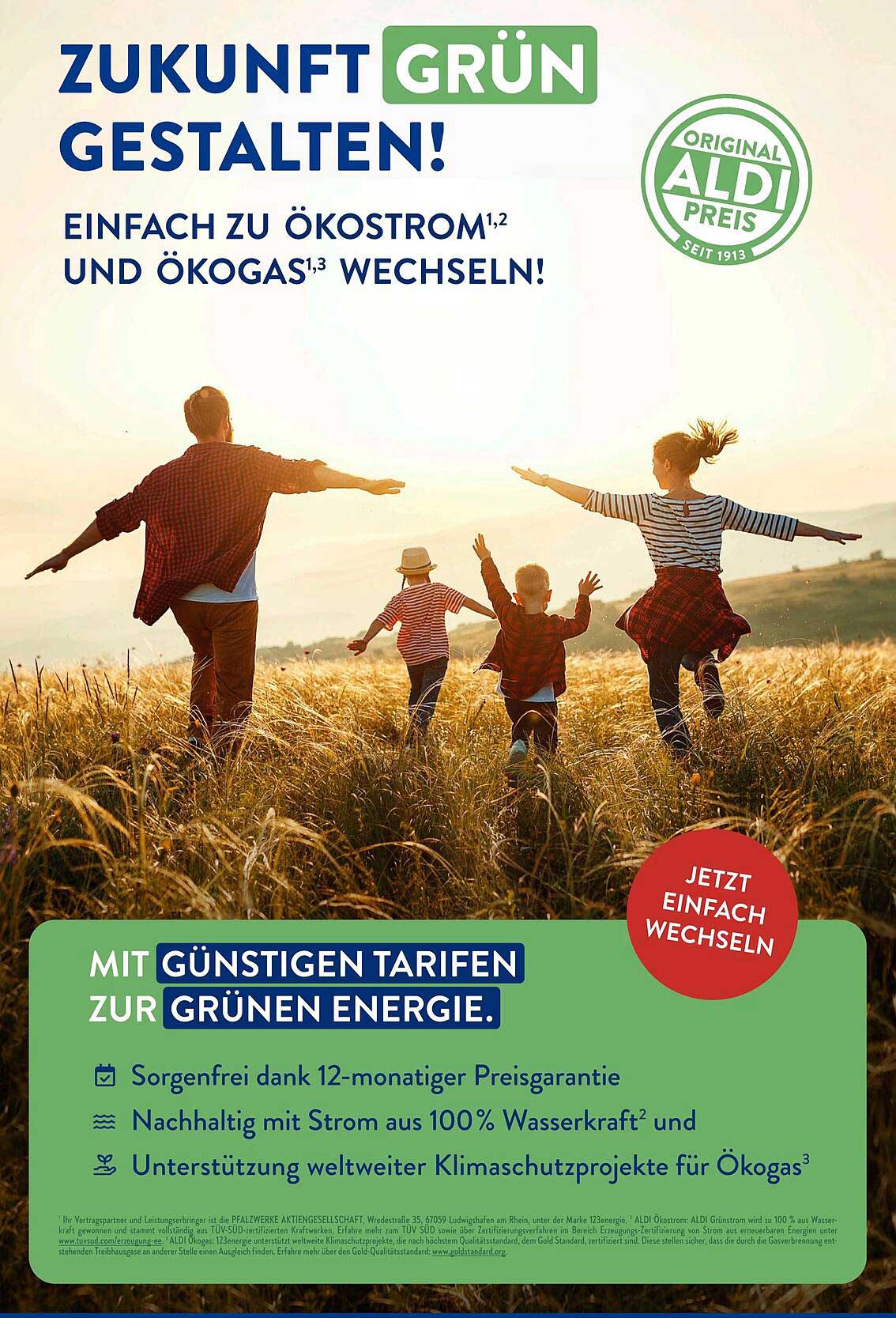 Zukunft grün gestalten! Einfach zu Ökostrom und Ökogas wechseln!