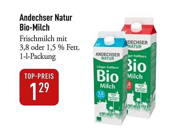 Andechser Natur Bio-Milch 1-l-Packung