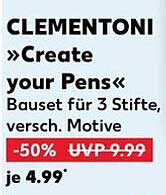 Clementoni »Create your Pens« Bauset für 3 Stifte, verschiedene Motive