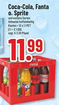 Coca-Cola, Fanta o. Sprite Kasten (12 x 1 l PET)