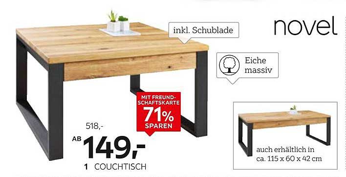 Couch Tisch Novel mit Schublade – Ab 149,- EUR