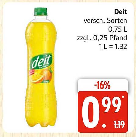 Deit Erfrischungsgetränk, 0,75 L - Verschiedene Sorten