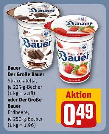 Der Große Bauer Stracciatella und Erdbeere – nur 0,49 €!