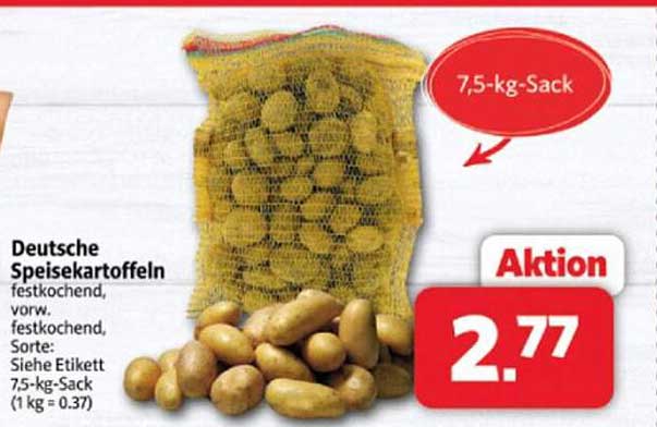 Deutsche Speisekartoffeln festkochend 7,5-kg-Sack