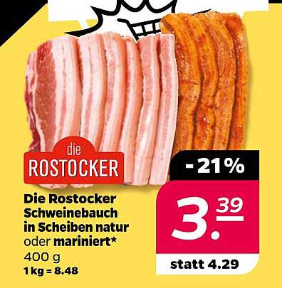 Die Rostocker Schweinebauch in Scheiben natur oder mariniert 400 g