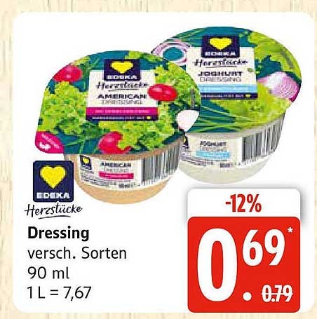 Edeka Herstück Dressing, verschiedene Sorten, 90 ml