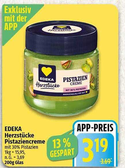 EDEKA Herzstücke Pistaziencreme mit 30% Pistazien – 200g Glas