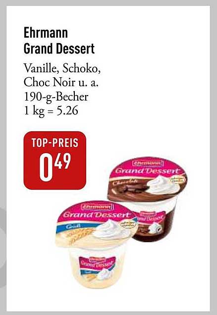 Ehrmann Grand Dessert – Vanille, Schoko, Choc Noir und mehr