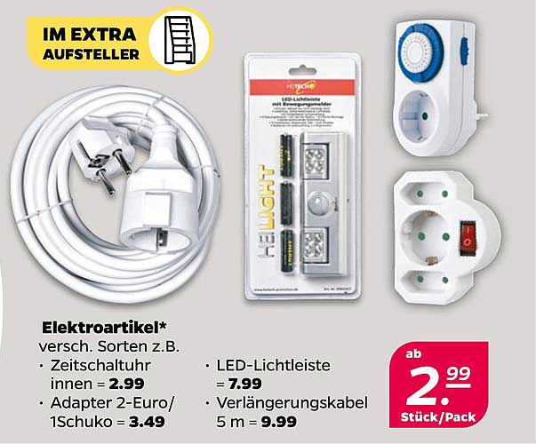 Elektroartikel - verschiedene Sorten z.B. Zeitschaltuhr, Adapter, LED-Lichtleiste, Verlängerungskabel