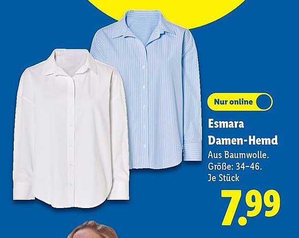 Esmara Damen-Hemd aus Baumwolle (Größe 34-46)
