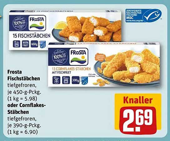 Frosta Fischstäbchen oder Cornflakes-Stäbchen - Tiefgefroren