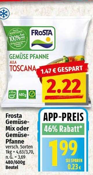Frosta Gemüse-Mix oder Gemüse-Pfanne alla Toscana 480g
