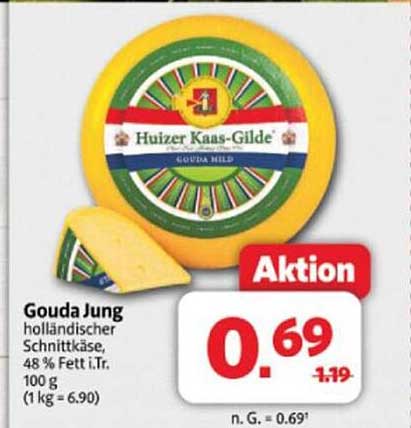 Gouda Jung holländischer Schnittkäse, 48 % Fett i.Tr.