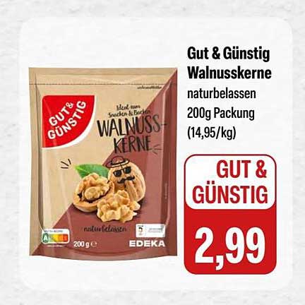 Gut & Günstig Walnusskerne naturbelassen 200g Packung
