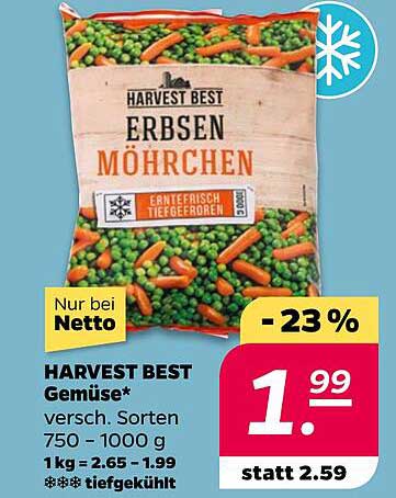 HARVEST BEST Erbsen und Möhren 750 - 1000 g
