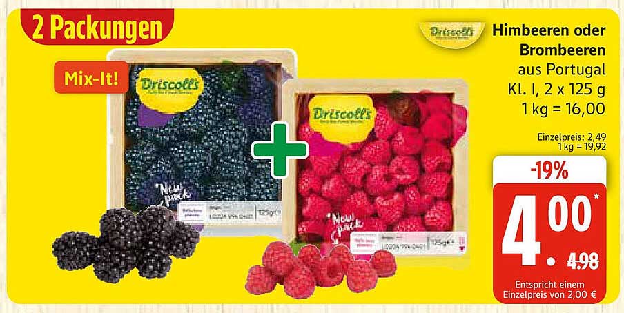 Himbeeren oder Brombeeren aus Portugal - 2 Packungen