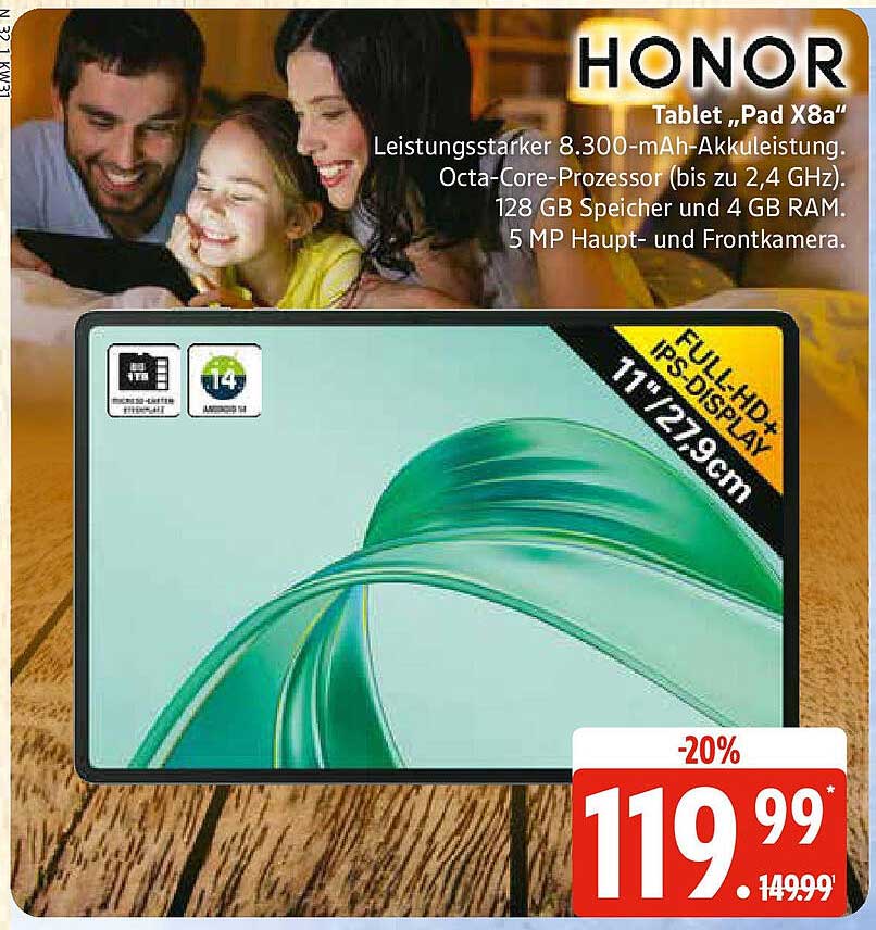 HONOR Tablet „Pad X8a“ – 20% Rabatt