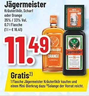 Jägermeister Kräuterlikör, Scharf oder Orange 0,7 l
