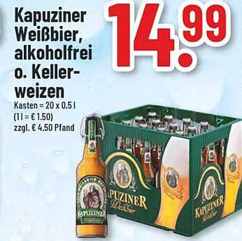 Kapuziner Weißbier, alkoholfrei oder Kellerweizen