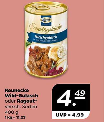 Keunecke Wild-Gulasch oder Ragout 400 g