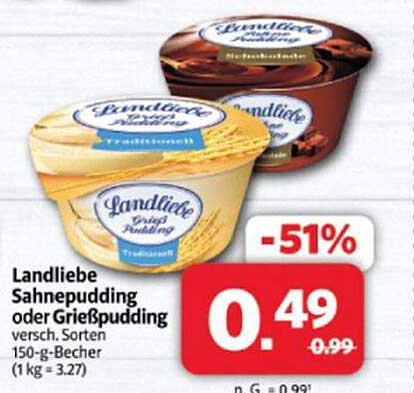 Landliebe Sahnepudding oder Grießpudding 150 g-Becher