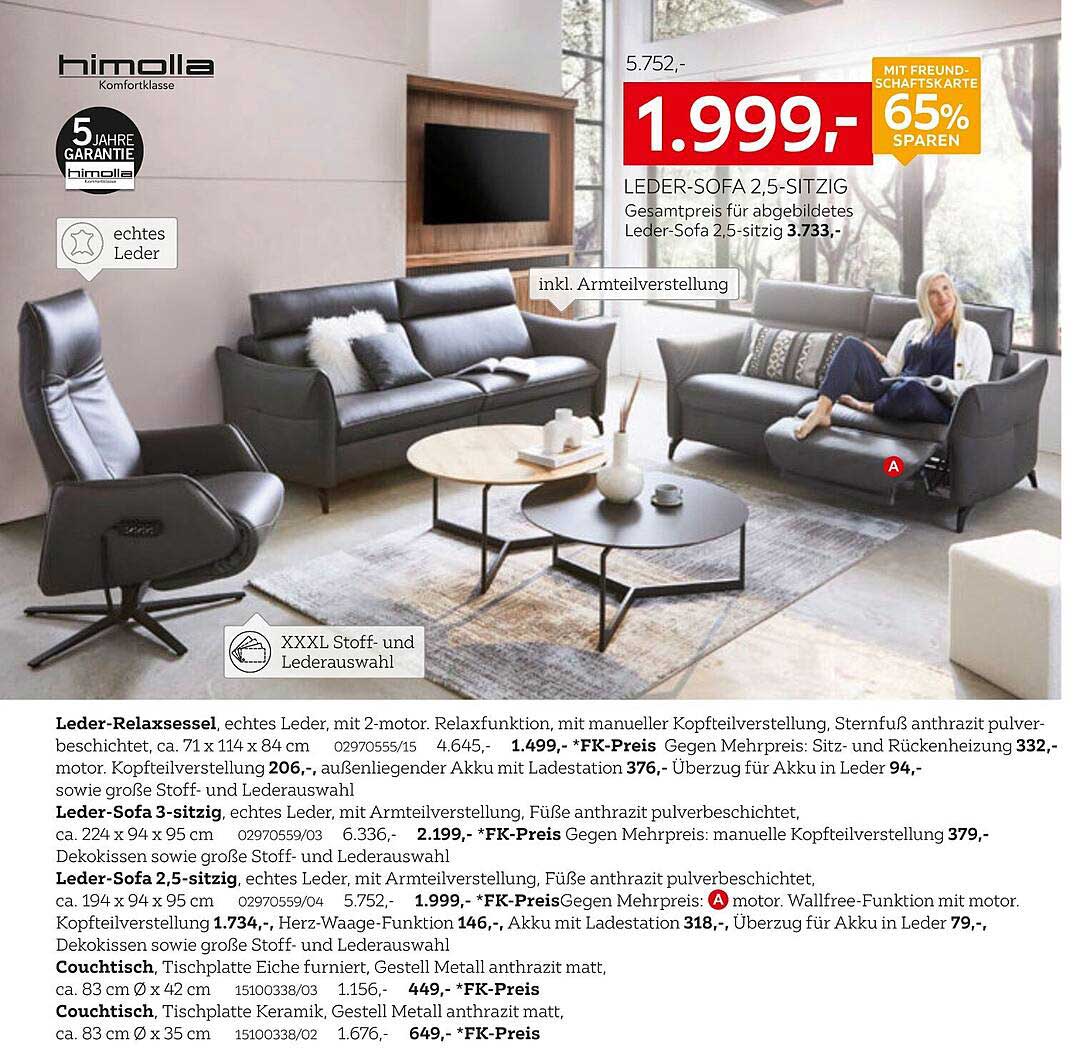 Leder-Sofa 2,5-sitzig - Himolla