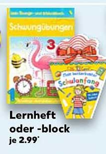 Lernheft oder -block je 2,99 €