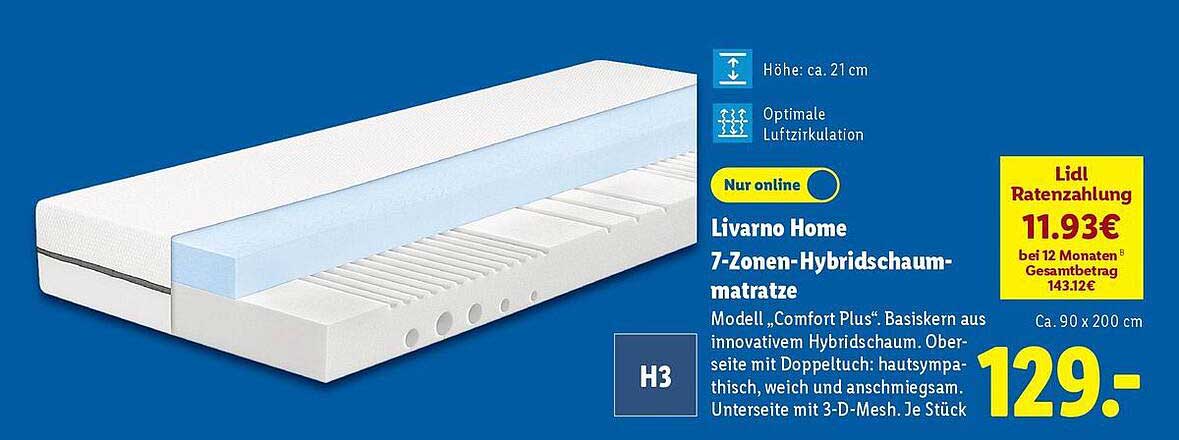 Livorno Home 7-Zonen-Hybridschaummatratze