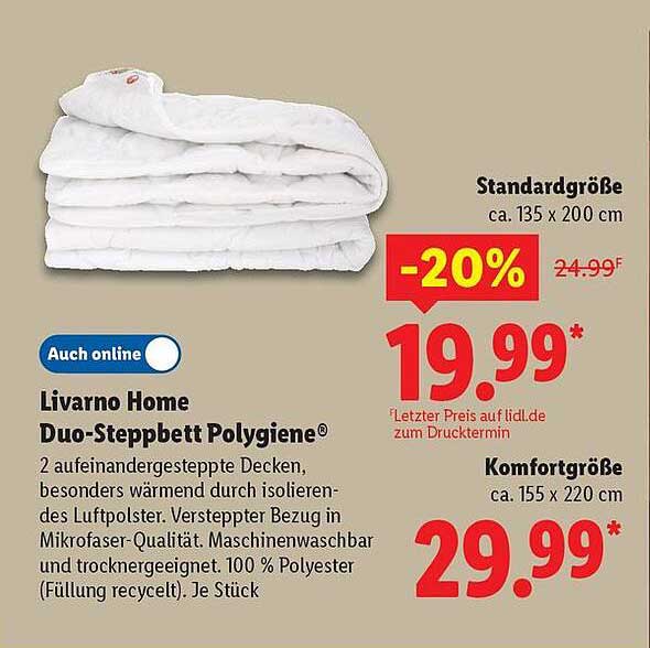 Livorno Home Duo-Steppbett Polygiene®