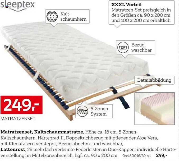 Matratzen-Set mit Kaltschaummatratze und Lattenrost