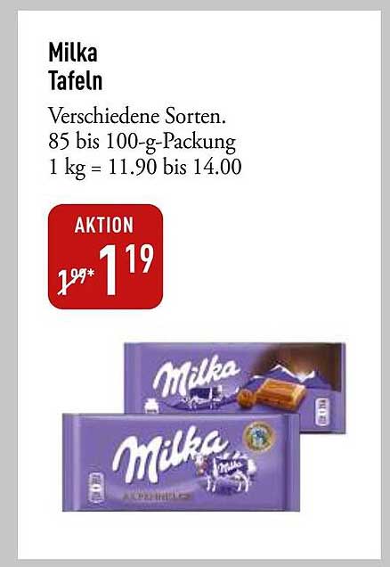 Milka Tafeln - Verschiedene Sorten