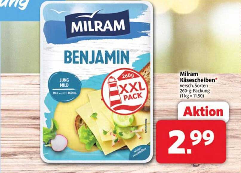 Milram Käse-Scheiben Benjamin - Jung, Mild 260 g