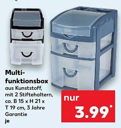 Multifunktionsbox aus Kunststoff mit 2 Stifthaltern
