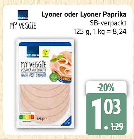 My Veggie Lyoner oder Lyoner Paprika SB-verpackt 125 g