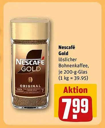 Nescafé Gold löslicher Bohnenkaffee, je 200-g-Glas