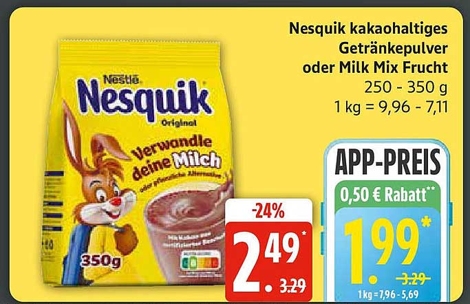 Nesquik kakaohaltiges Getränkepulver oder Milk Mix Mix Frucht 350g