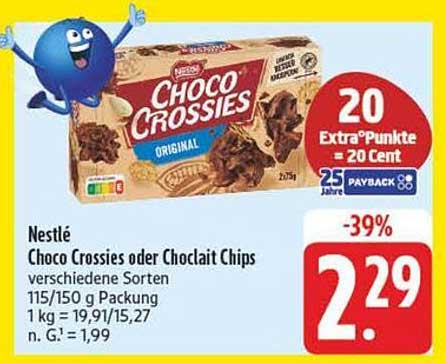 Nestlé Choco Crossies oder Chocolait Chips 115/150 g