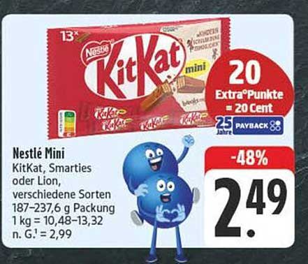 Nestlé Mini KitKat, Smarties oder Lion - verschiedene Sorten