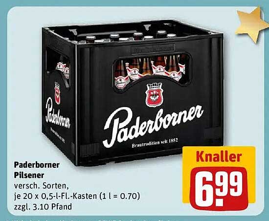 Paderborner Pilsener, 20 x 0,5 l, Kasten