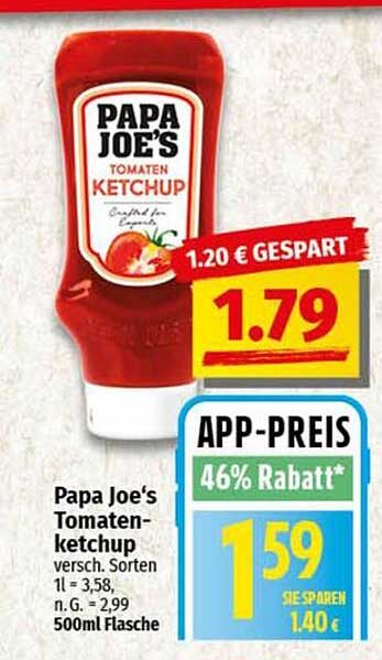 Papa Joe's Tomatenketchup 500ml - jetzt zum Sparpreis!