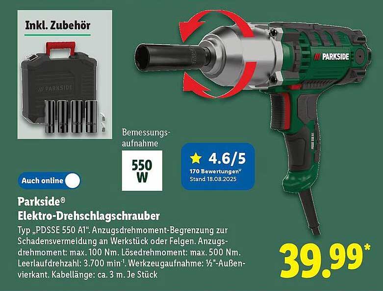 PARKSIDE® Elektro-Drehschlagschrauber Typ „PDSE 550 A1“
