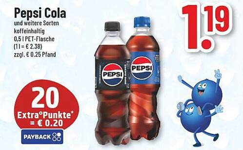 Pepsi Cola und weitere Sorten, 0,5 l PET-Flasche