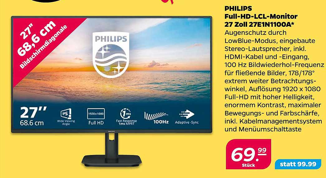 PHILIPS Full-HD-LCL-Monitor 27 Zoll 27E1N1100A*