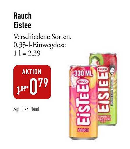 Rauch Eistee - Verschiedene Sorten, 0,33-l-Einwegdose