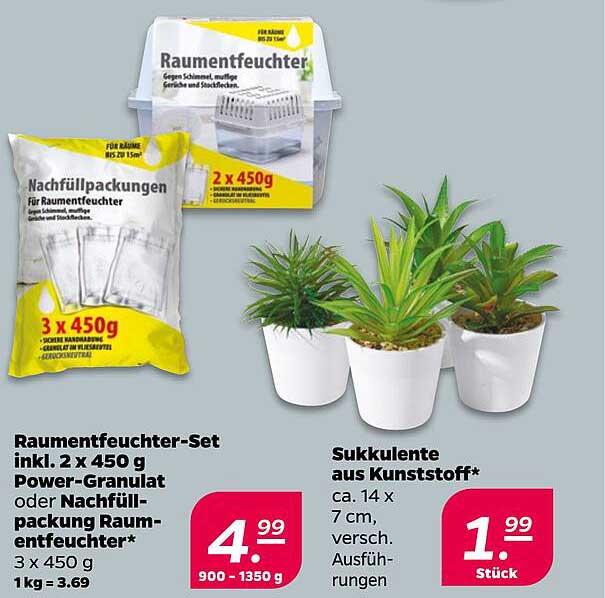 Raumentfeuchter-Set inkl. 2 x 450 g Power-Granulat oder Nachfüllpackung Raumentfeuchter