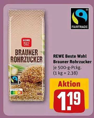 REWE Beste Wahl Brauner Rohrzucker 500 g