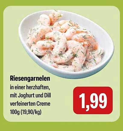Riesengarnelen in einer herzhaften, mit Joghurt und Dill verfeinerten Creme