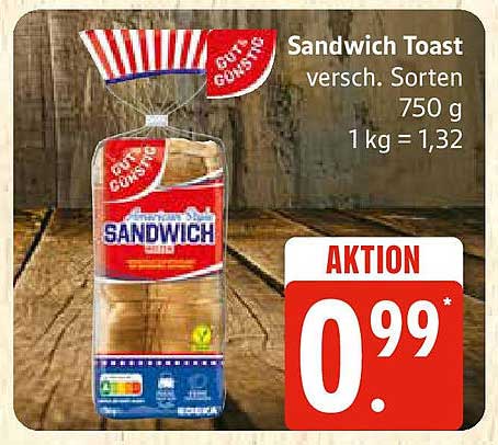 Sandwich Toast verschieden Sorten 750 g